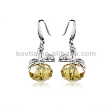 2014 nouveau produit forme de pomme boucles d&#39;oreilles en cristal transparent jaune